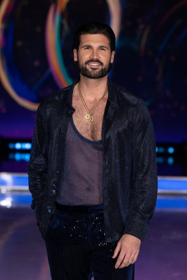 HEMEL HEMPSTEAD, ENGLAND - JANUARY 08: Dan Edgar attends the photocall for "Dancing On Ice" 2025 at Bovingdon Airfield Studios on January 08, 2025 in London, England. (Photo by Jeff Spicer/Getty Images)