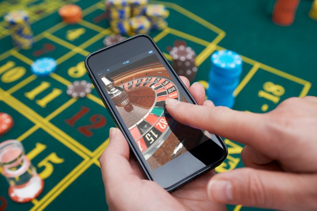 Roulette game being played on smartphone