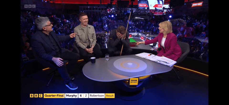 Post-match interview with snooker players.