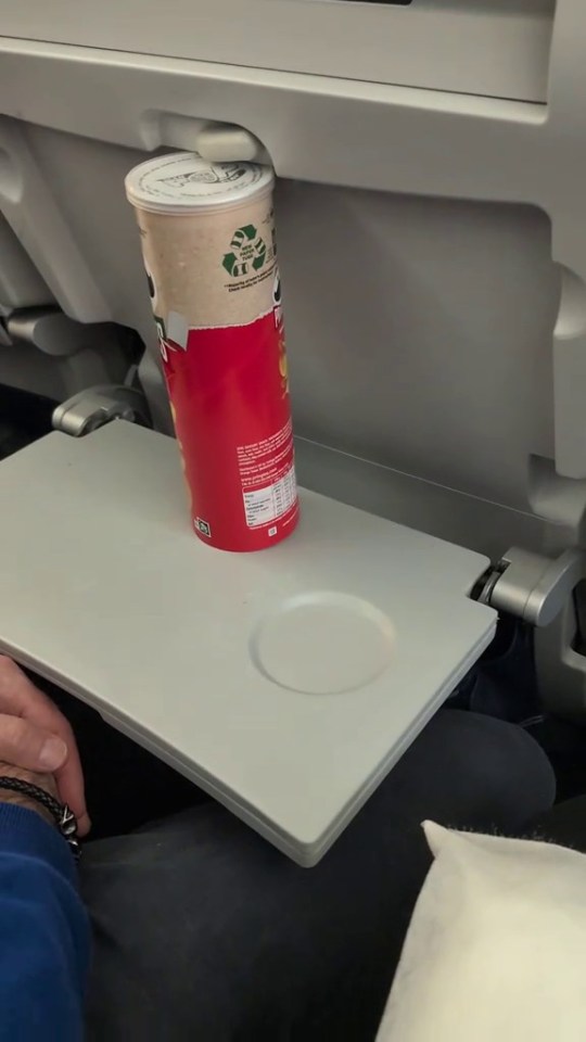 POPPING OFF Woman reveals clever Pringles can trick that stops annoying reclining passengers, , //www.tiktok.com/@clareduggan1982/video/7461268433301261600