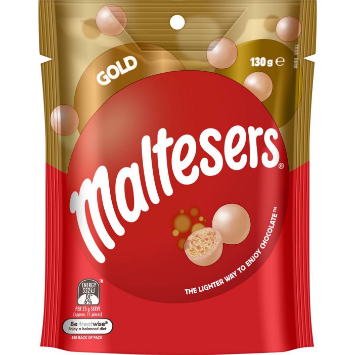 Package of Maltesers Gold chocolate.