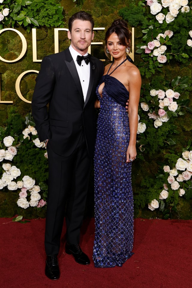 Miles Teller and Keleigh Sperry at the Golden Globe Awards.