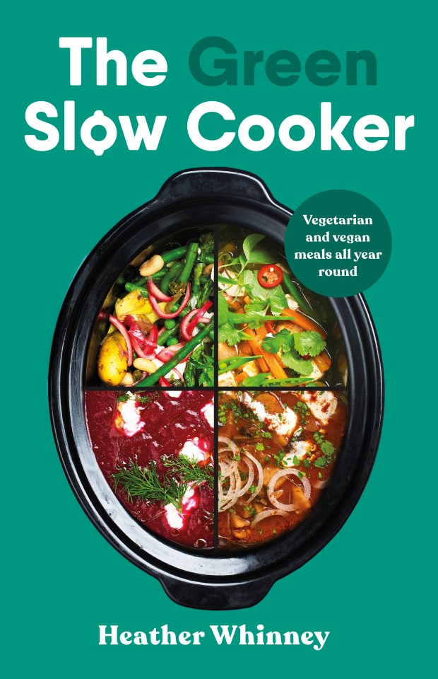 Book cover: The Green Slow Cooker, vegetarian and vegan meals.