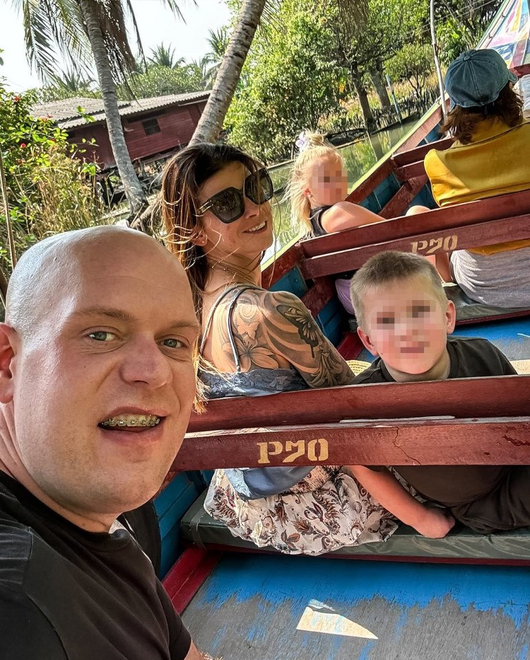 Family on a boat ride.