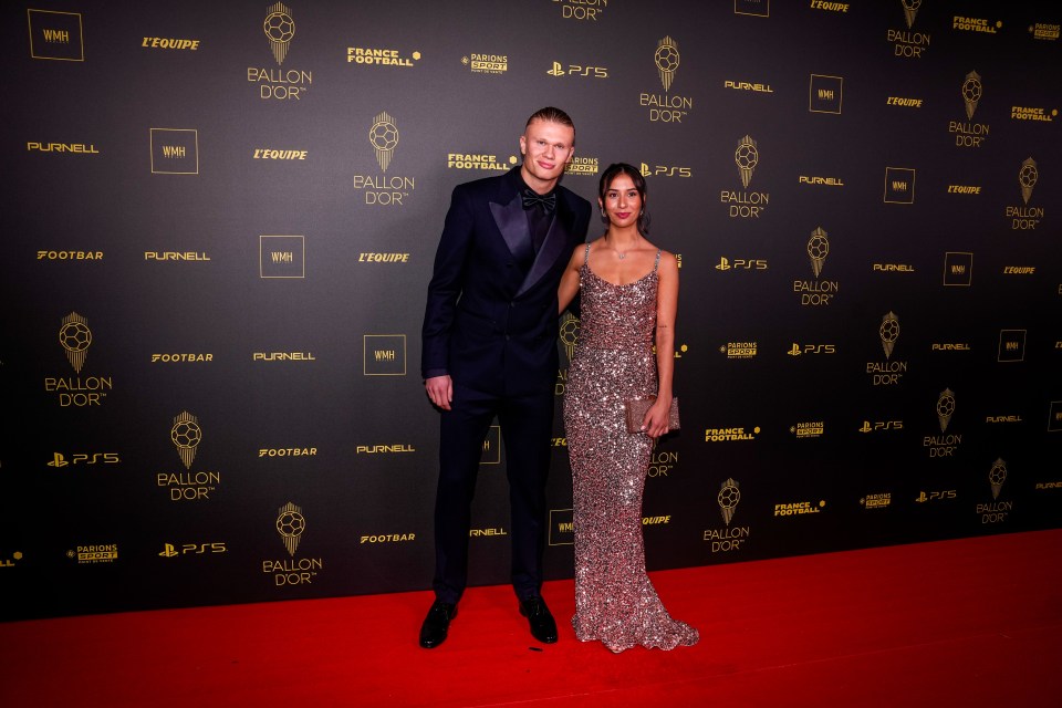 Erling Haaland and his wife at the Ballon d'Or ceremony.