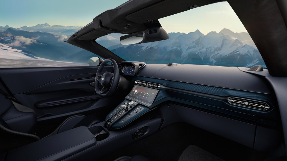 Interior view of the 2025 Aston Martin Vantage Roadster.