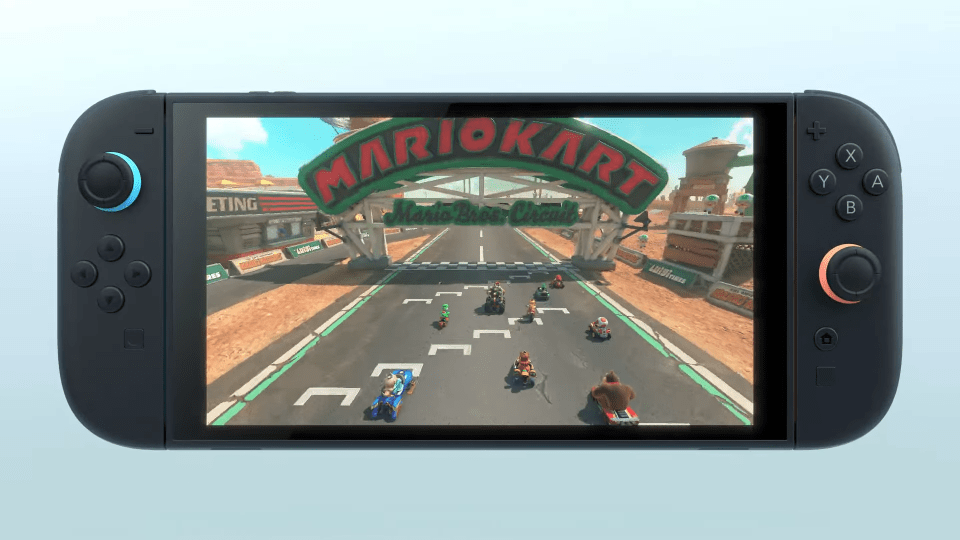 Nintendo Switch playing Mario Kart.