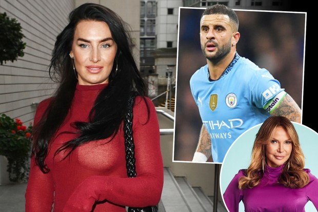 Composite image of a woman in a red top, a male soccer player in a Manchester City uniform, and another woman in a purple top.