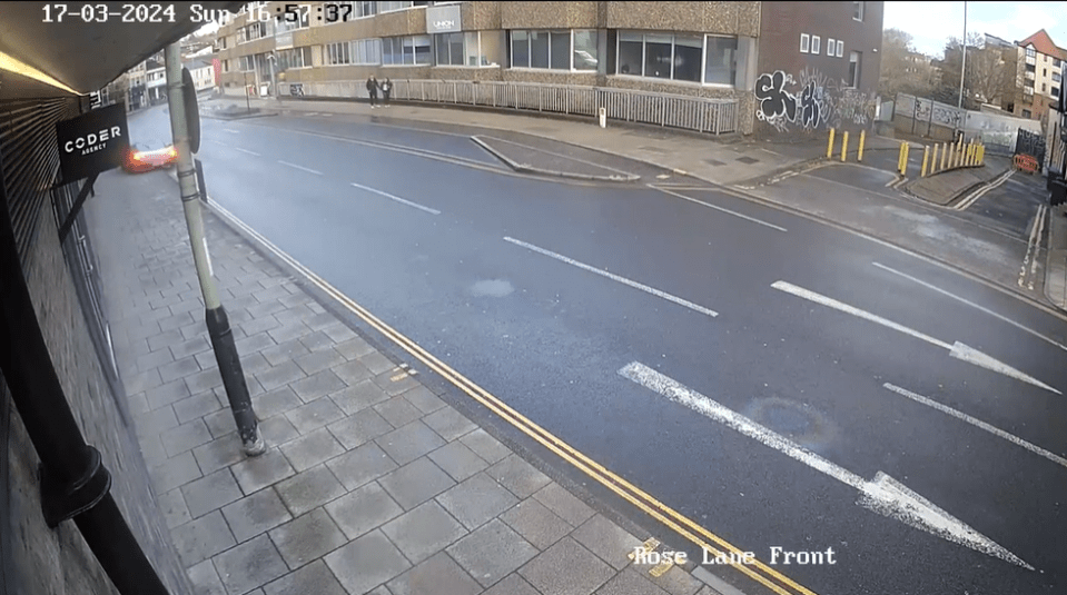 The vehicle swerved after losing control and mounted the pavement