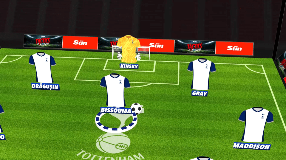 Illustration of a Tottenham Hotspur football team lineup.