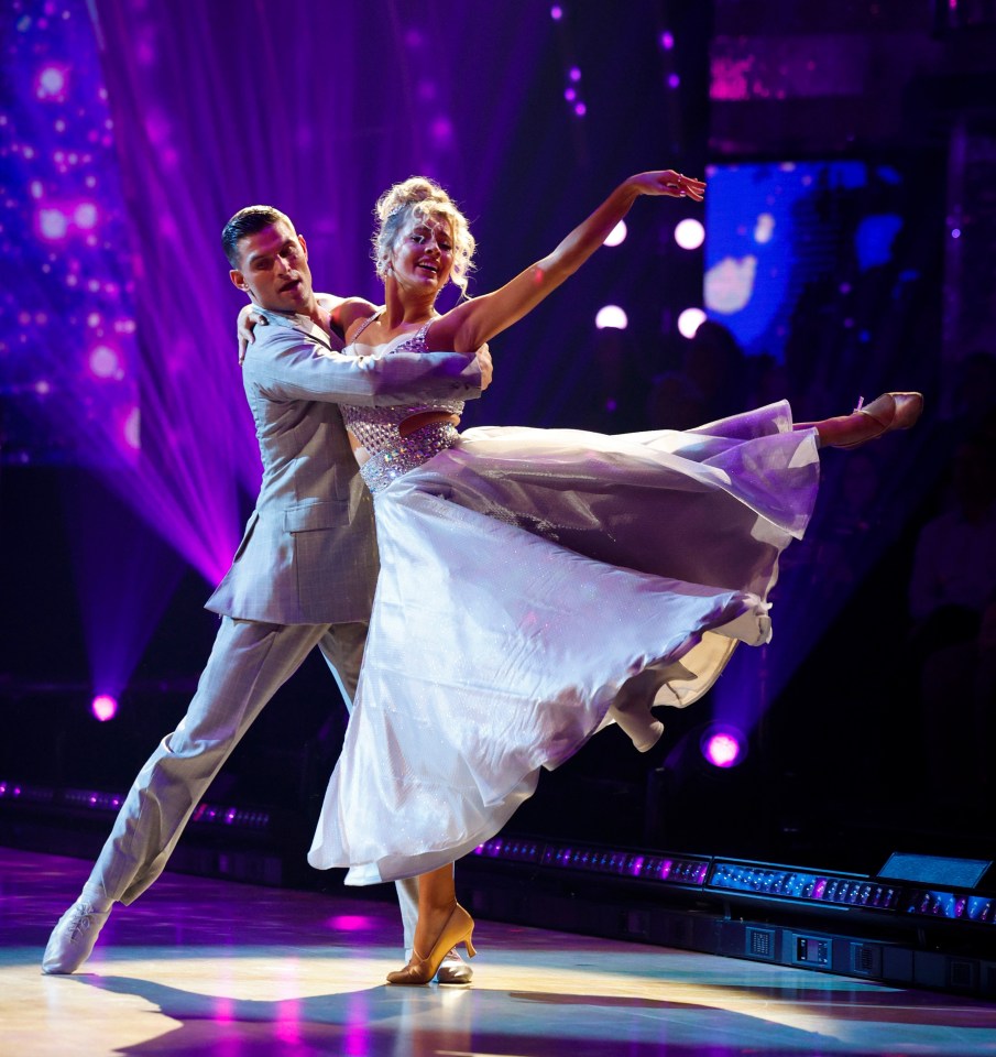 Tasha Ghouri and Aljaz Skorjanec ballroom dancing on Strictly Come Dancing.