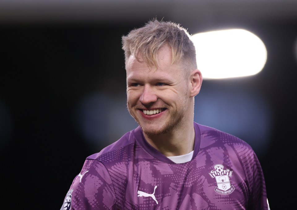 Aaron Ramsdale of Southampton FC smiles.