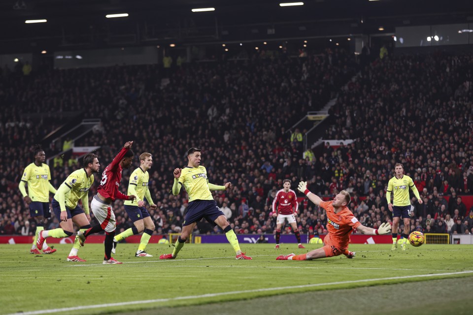 Amad Diallo of Manchester United scoring a goal.