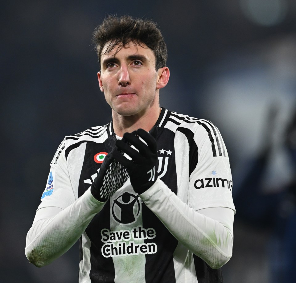 Andrea Cambiaso of Juventus reacts during a Serie A match.