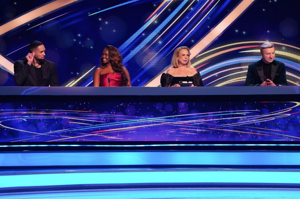 Ashley Banjo, Oti Mabuse, Jayne Torvill, and Christopher Dean judging Dancing on Ice.