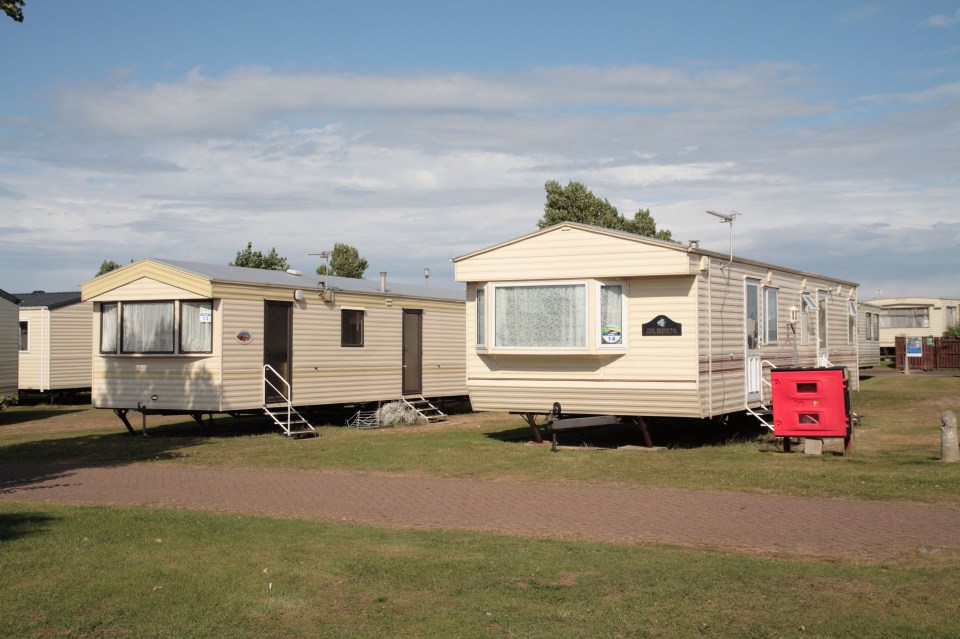 Two mobile homes at a holiday park.