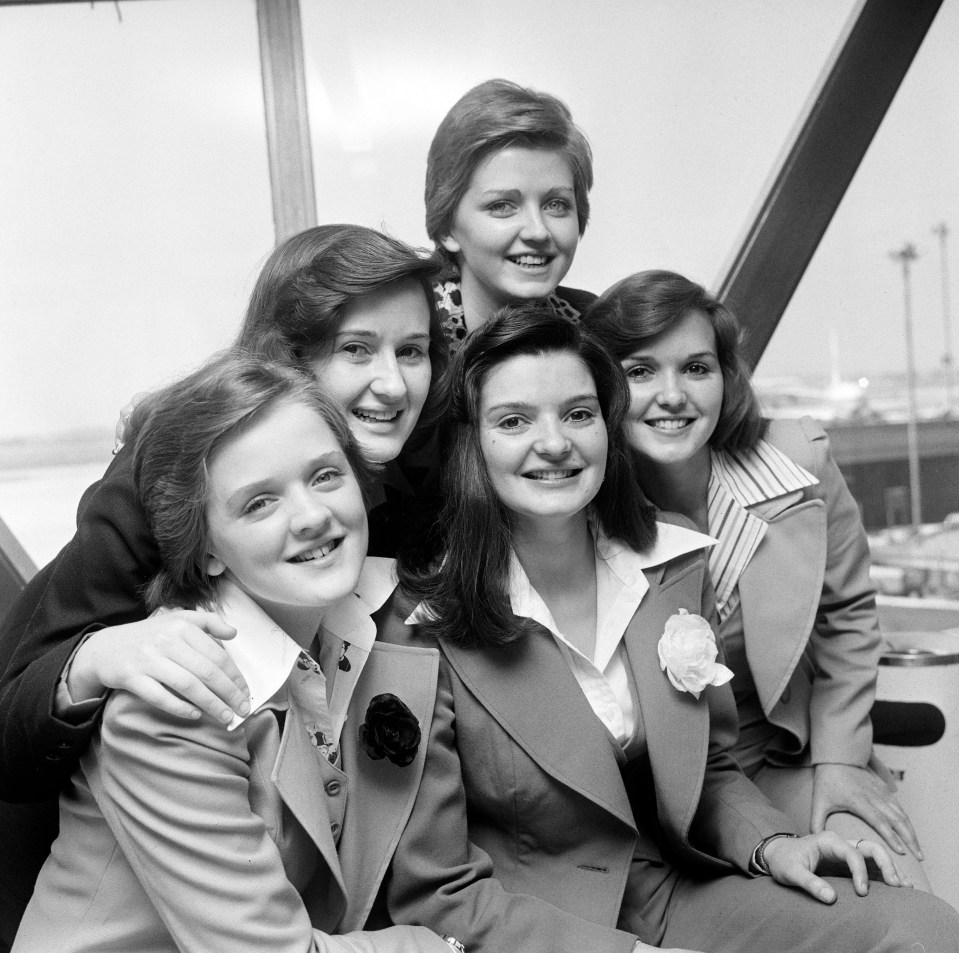 Black and white photo of the Nolan sisters.