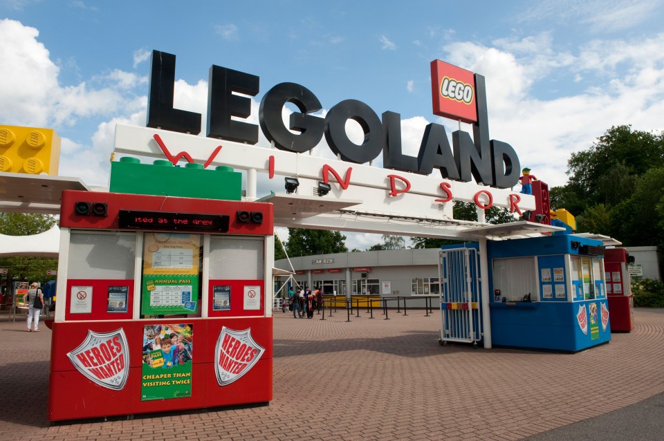 Legoland Windsor entrance with ticket booths.