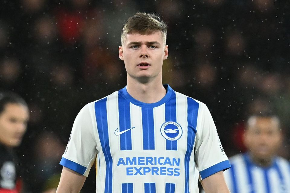 Evan Ferguson of Brighton and Hove Albion in a Premier League match.