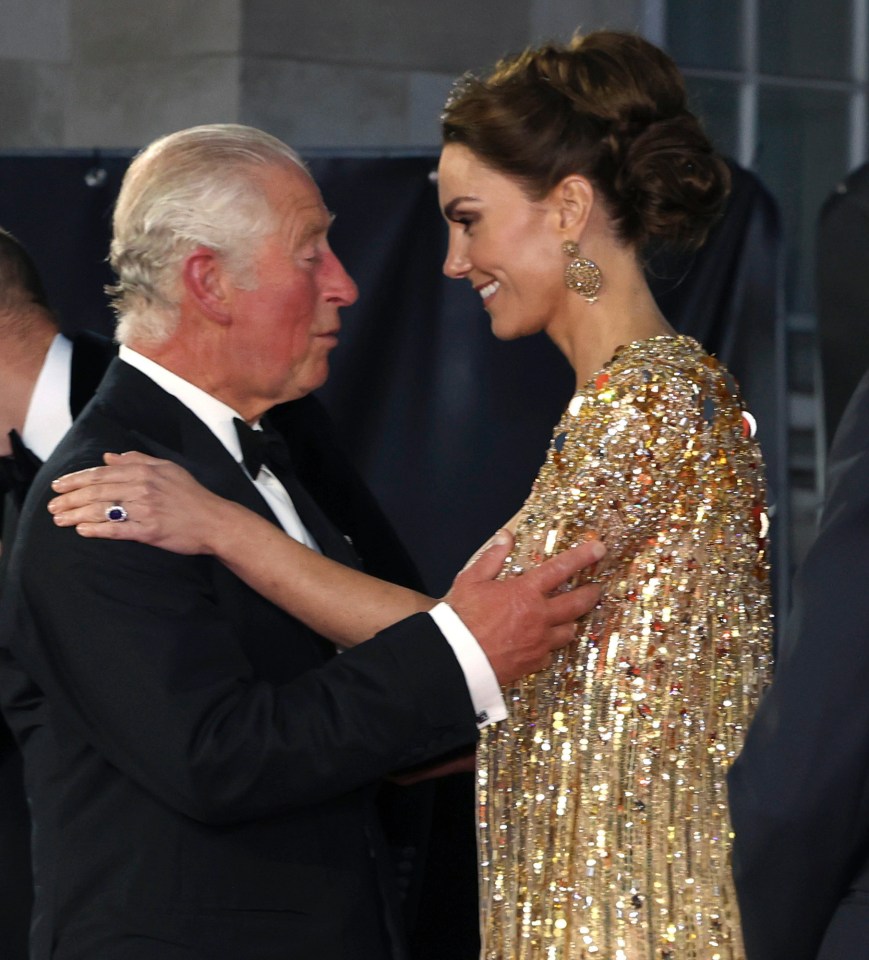 Prince Charles and Kate Middleton at a film premiere.