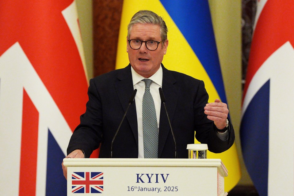 Keir Starmer speaking at a press conference in Kyiv.