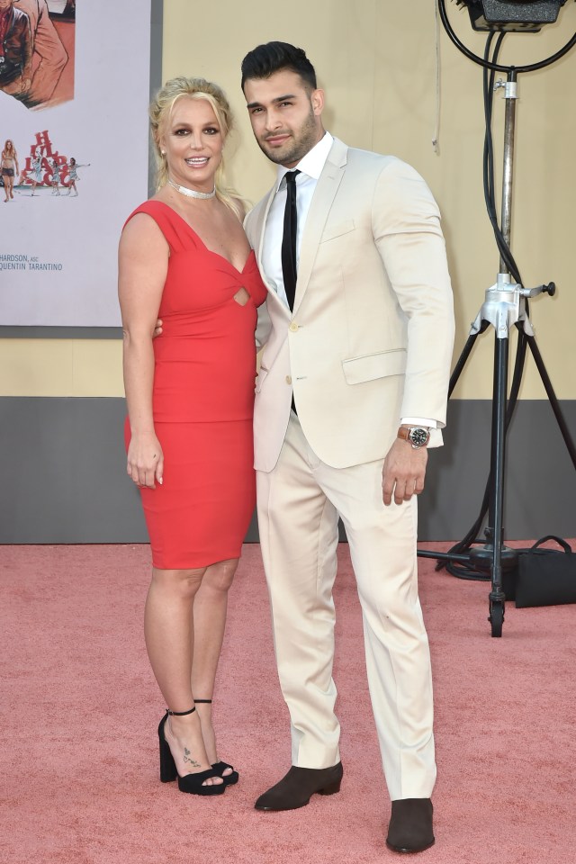 Britney Spears and Sam Asghari at the "Once Upon a Time in Hollywood" premiere.