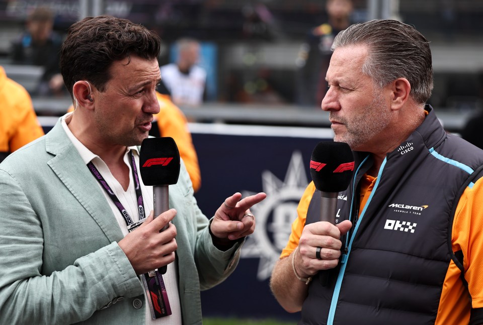 Will Buxton interviewing Zak Brown of the McLaren F1 Team.