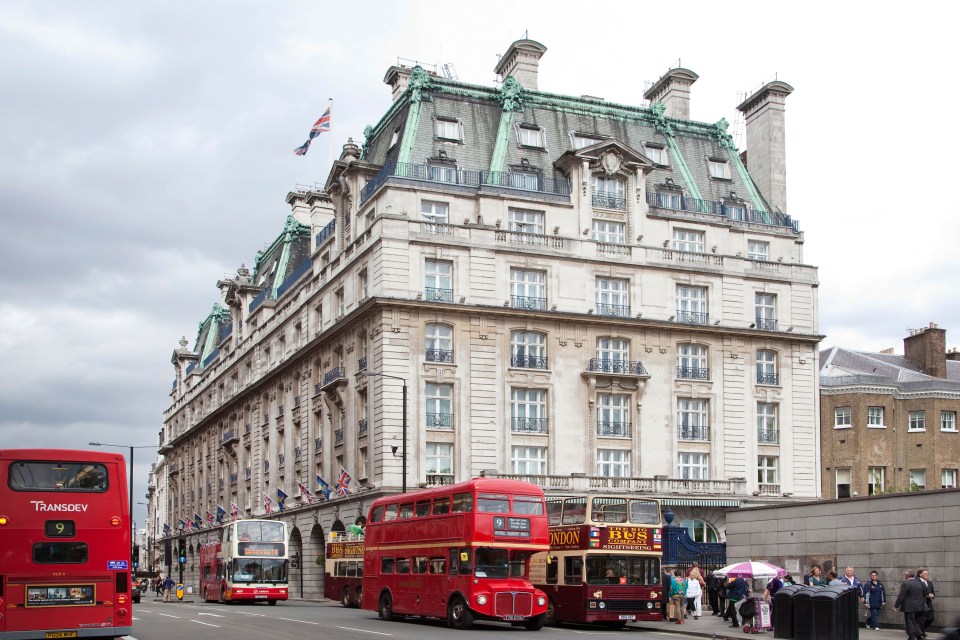 Aerial view of The Ritz Hotel in London.