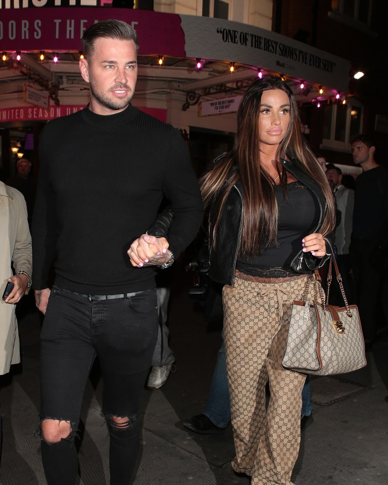 Carl Woods and Katie Price leaving the Wagatha Christie trial gala.