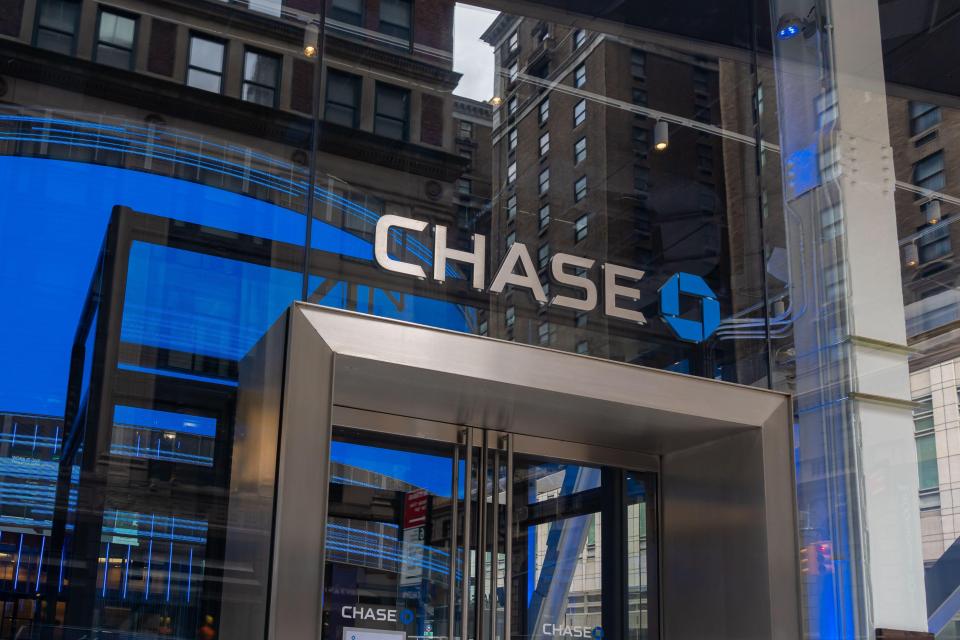 Chase Bank branch entrance in New York City.