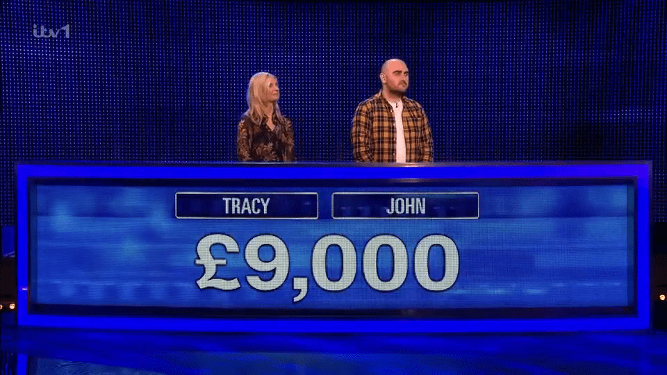 The Chase contestants Tracy and John with a combined winnings of £9,000.