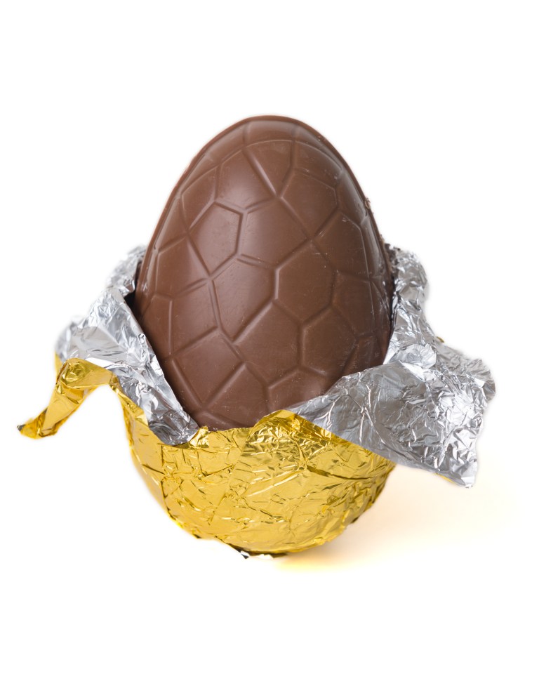 Chocolate Easter egg in gold foil.