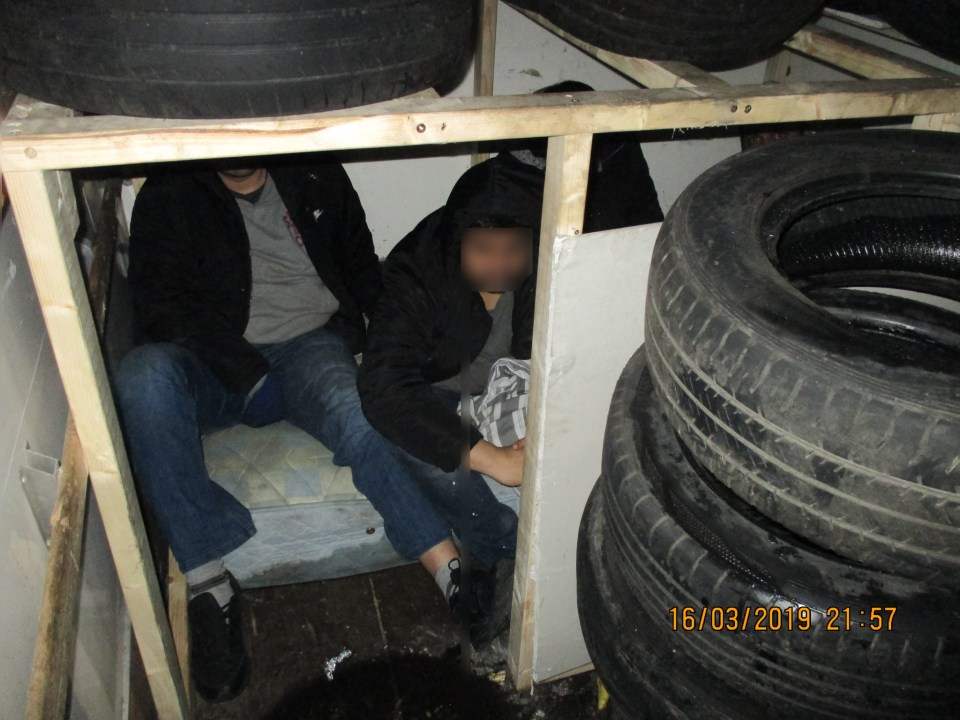 The inside of the people smugglers' lorry