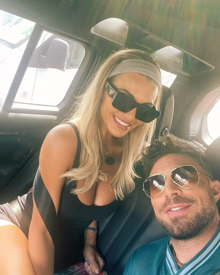 Christine McGuinness and a man in a car.