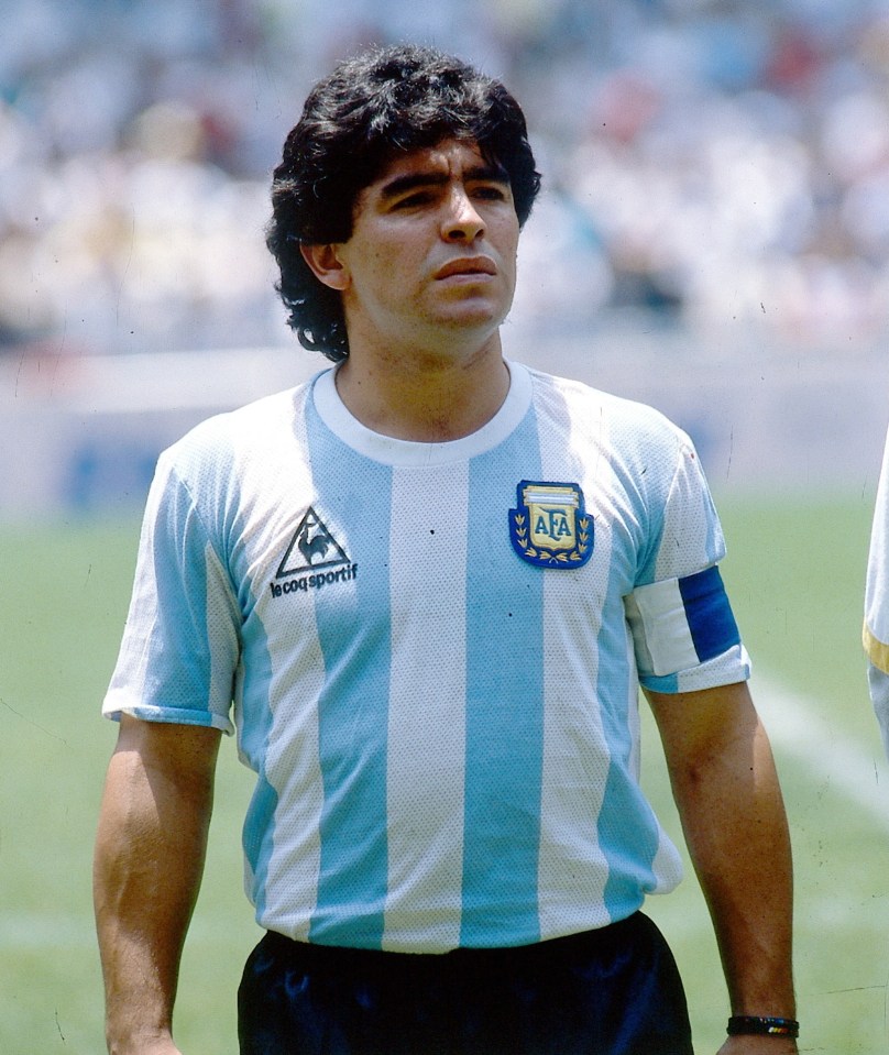 Diego Maradona in the Argentina national team uniform before the 1986 World Cup final.