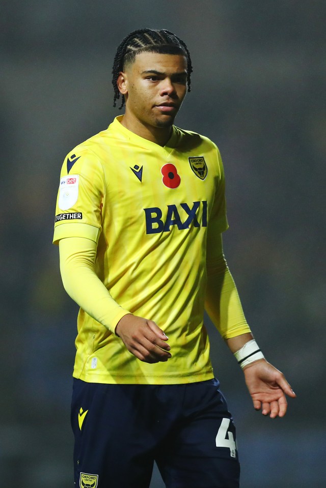 Dane Scarlett of Oxford United in his team's jersey.