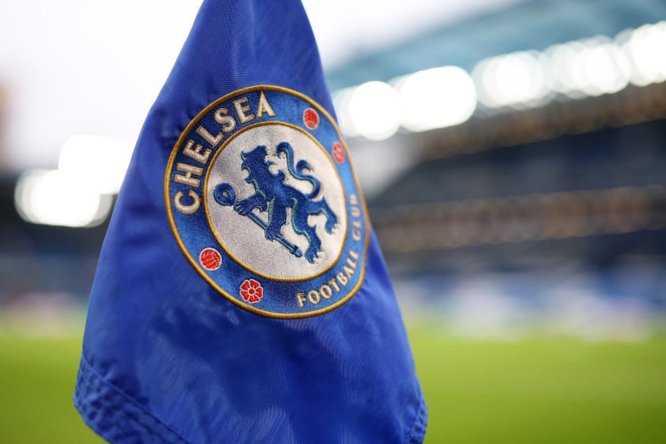 Close-up of a Chelsea FC corner flag.