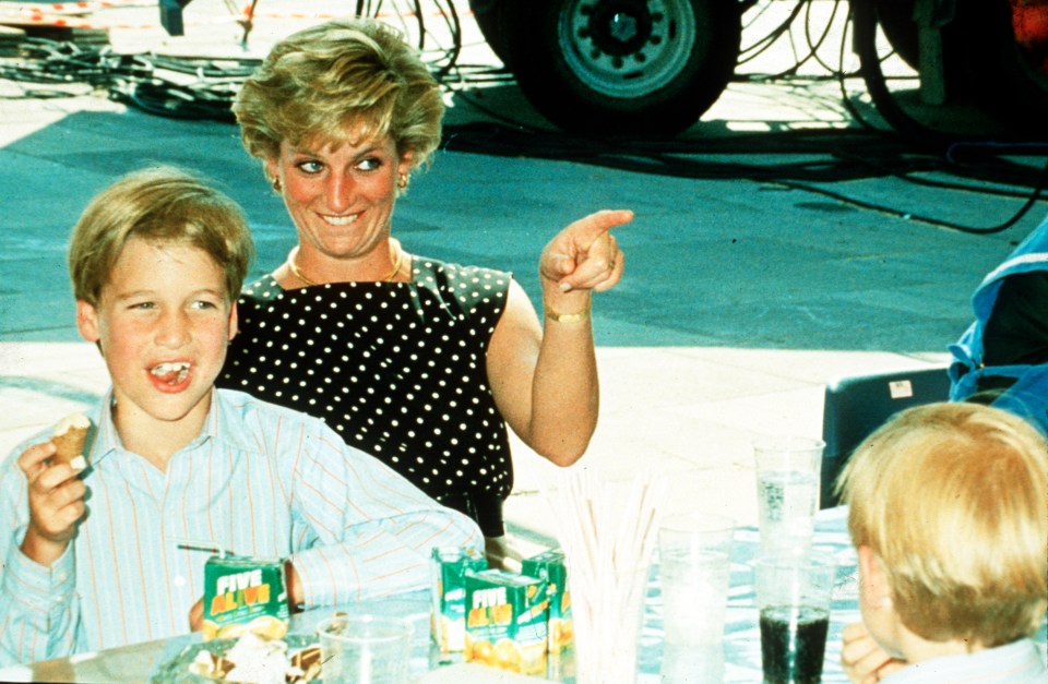 Princess Diana and Prince William enjoying refreshments.