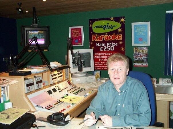 Peter Grant, BBC Radio Newcastle broadcaster, at his radio console.