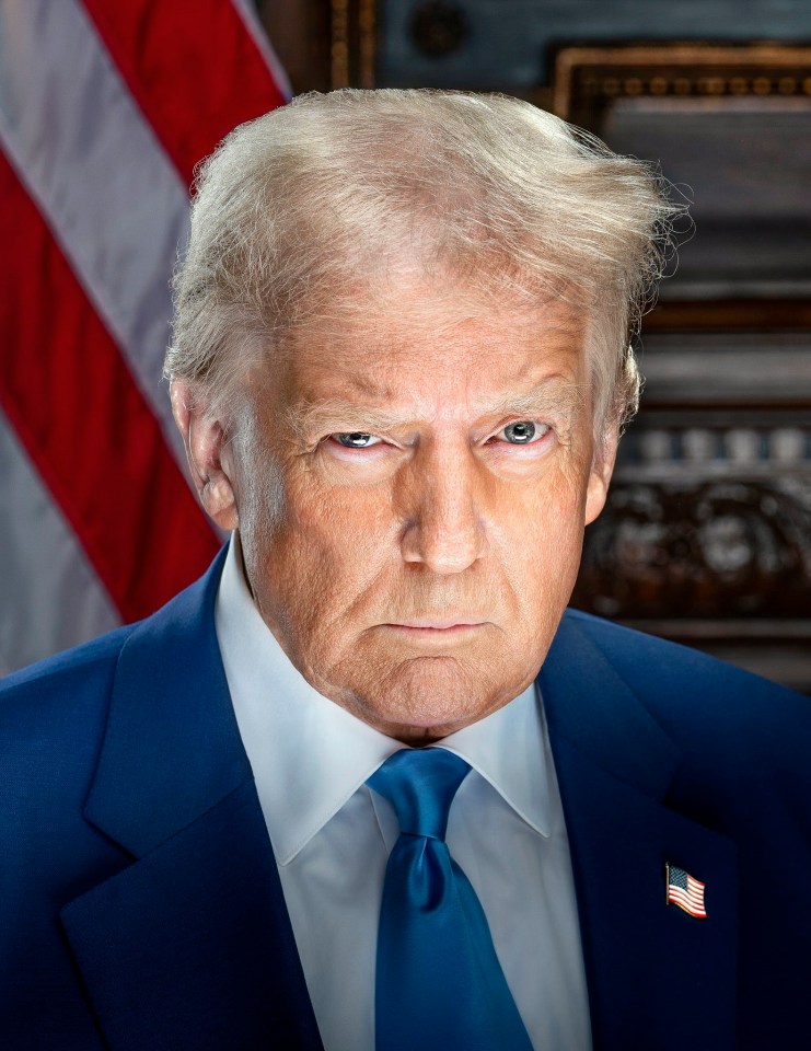 Portrait of Donald Trump in a blue suit.