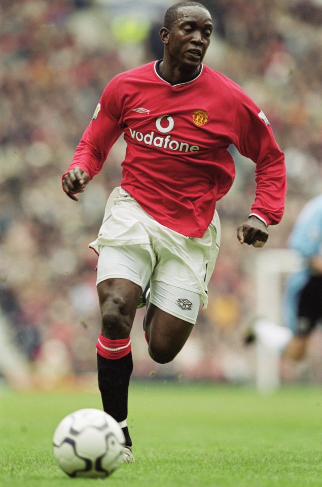 Dwight Yorke of Manchester United in action during a soccer match.