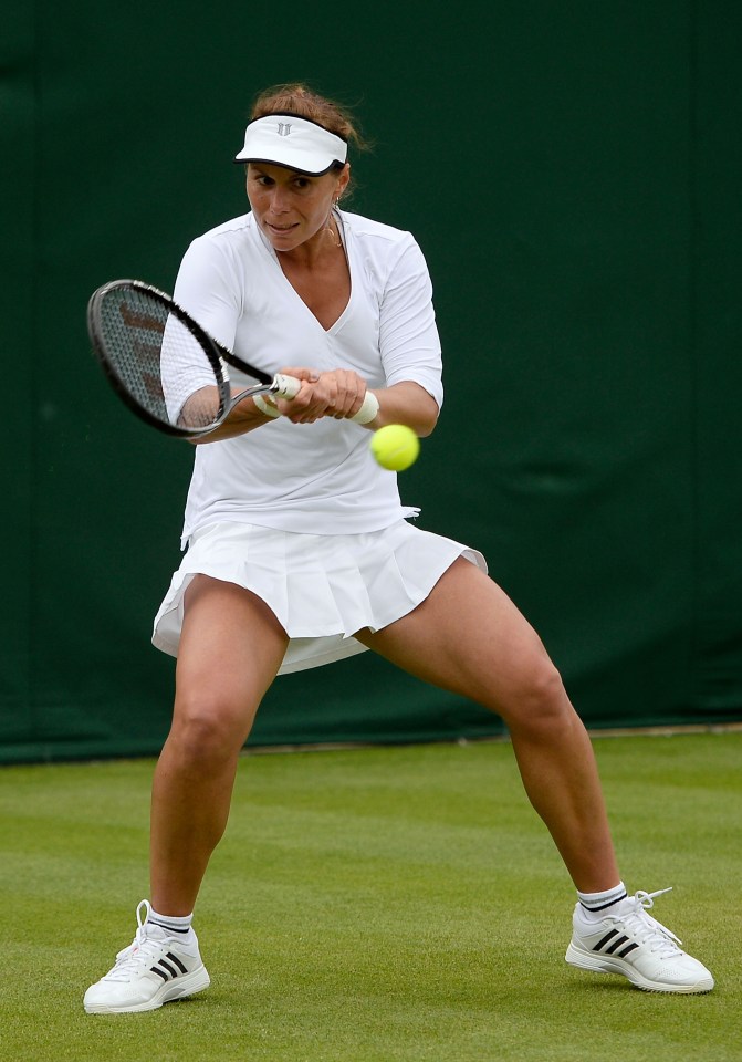 Varvara Lepchenko hitting a backhand at Wimbledon.