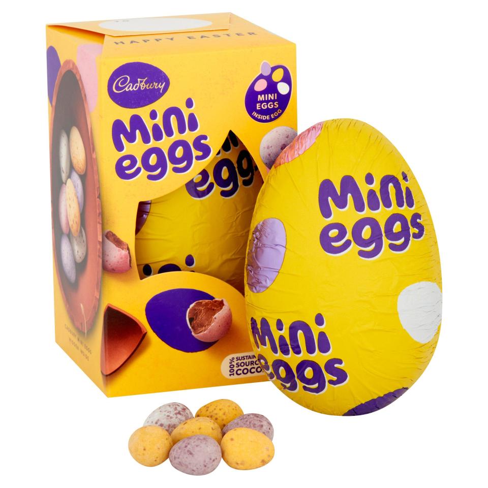 Cadbury Mini Eggs Easter egg and box with mini eggs.