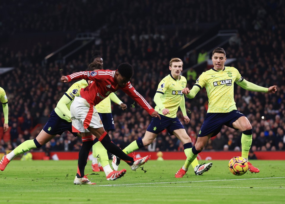 Amad Diallo of Manchester United scoring a goal.