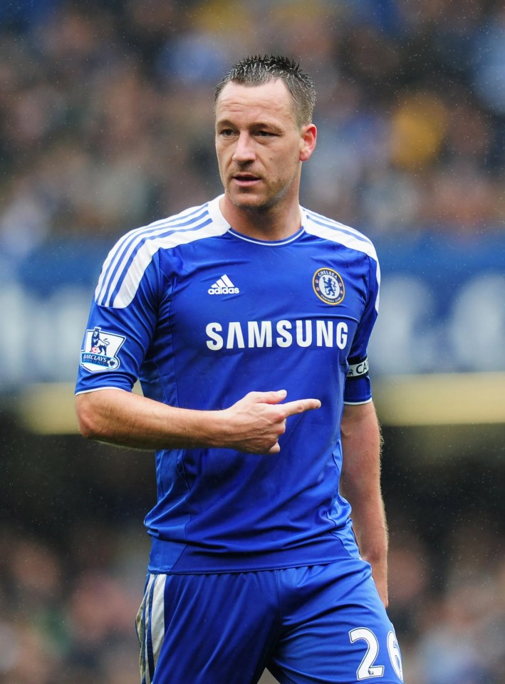 John Terry of Chelsea signaling during a Barclays Premier League match.