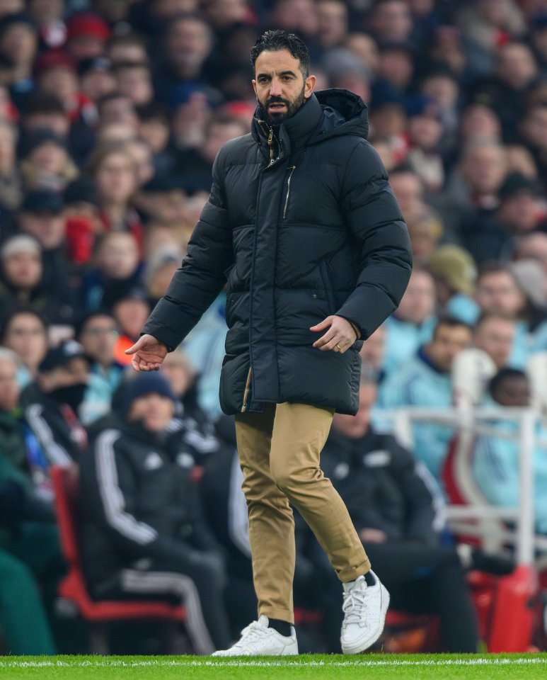 Manchester United manager Ruben Amorim at the Emirates Stadium.