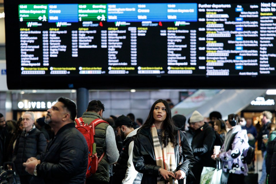 Passengers waiting at a train station during a strike.