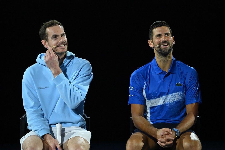 Novak Djokovic and Andy Murray at a charity tennis event.