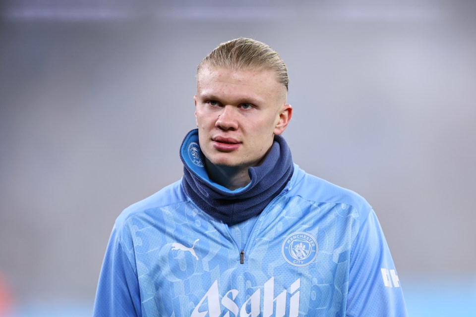 Erling Haaland of Manchester City in team attire.