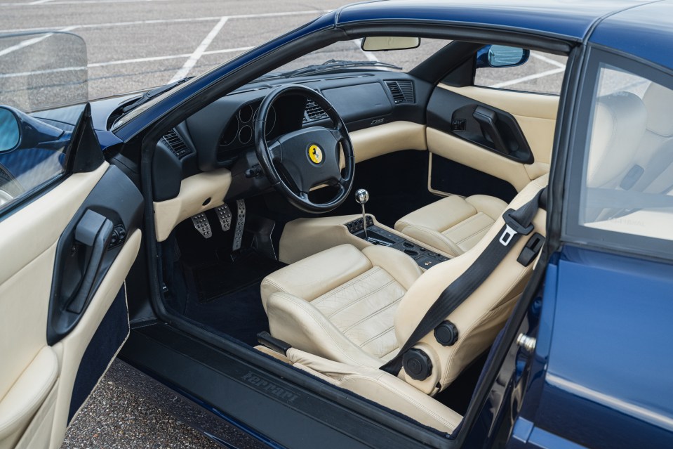 Interior view of Michael Schumacher's Ferrari F355 GTS.